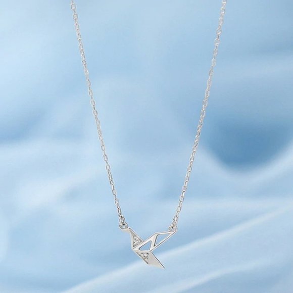 [Set of 2] 925 Sterling Silver Diamond Paper Crane - Picture 5 of 8